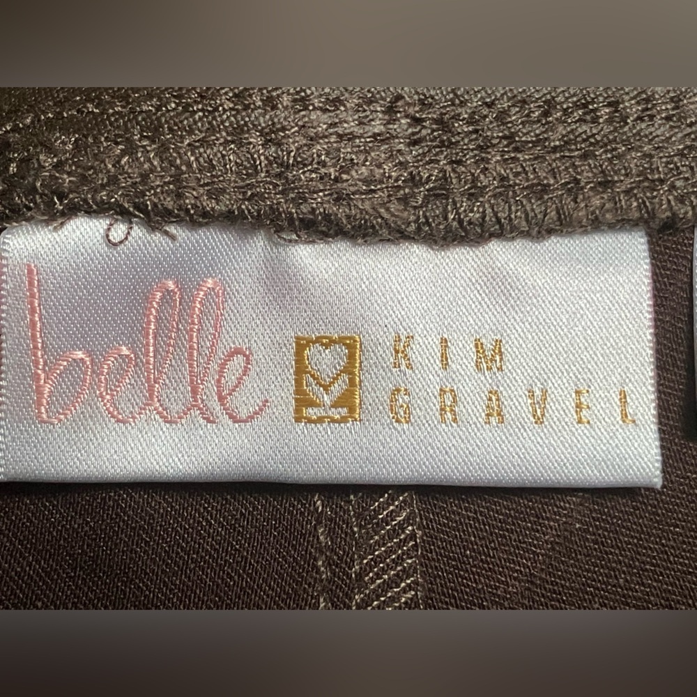 BELLE by KIM GRAVEL brown faux leather slacks pants pull on straight leg 6 - Picture 4 of 12